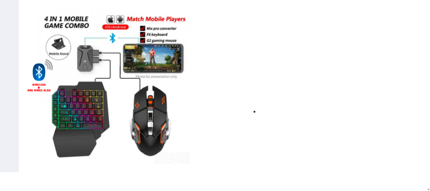 4 in 1 Mobile Game Combo (Keyboard + Mouse + Converter + Stand)