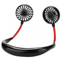 Hands Free Portable Neck Fan – Rechargeable, black with red cable
