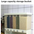Large Capacity Wall-Mounted Grain and Cereal Storage Dispenser with 6 compartments