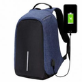 Navy Blue Anti-Theft Backpack with USB Charging Port