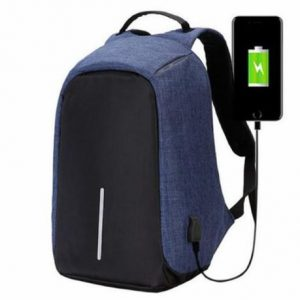 Navy Blue Anti-Theft Backpack with USB Charging Port