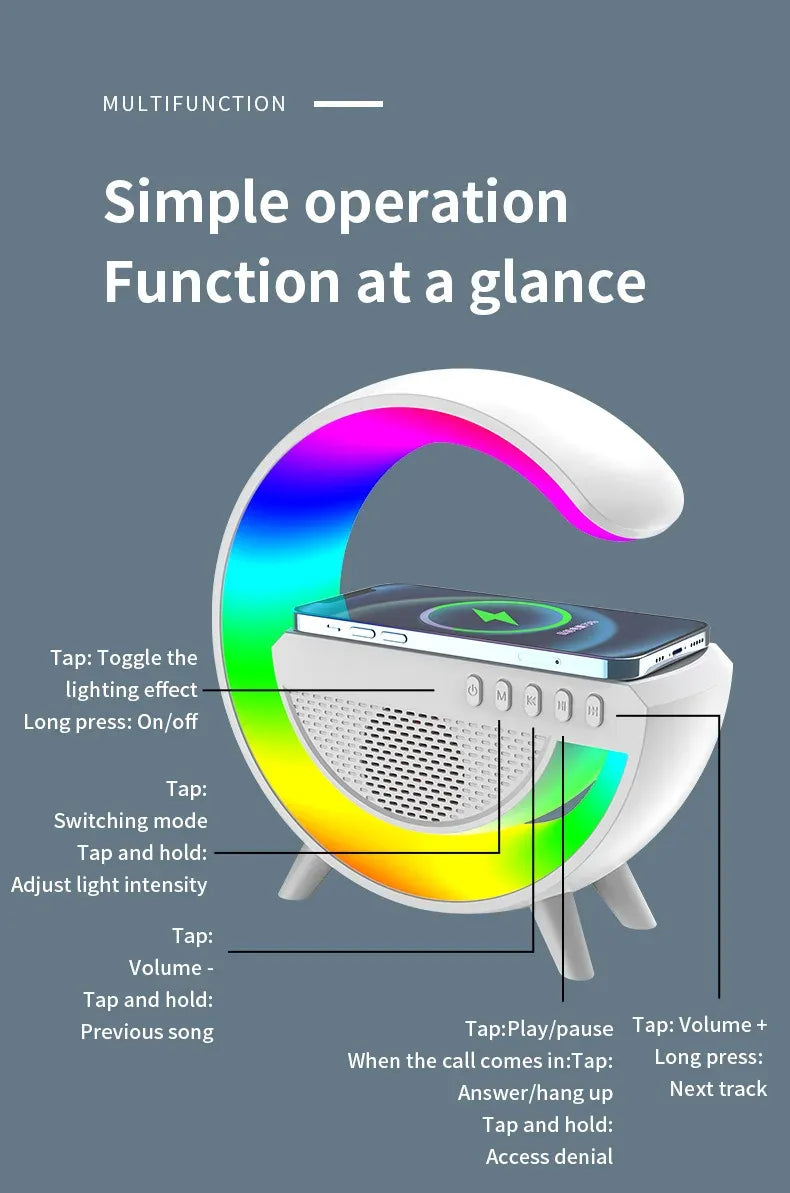 Multifunction RGB Bluetooth Speaker with Wireless Charging